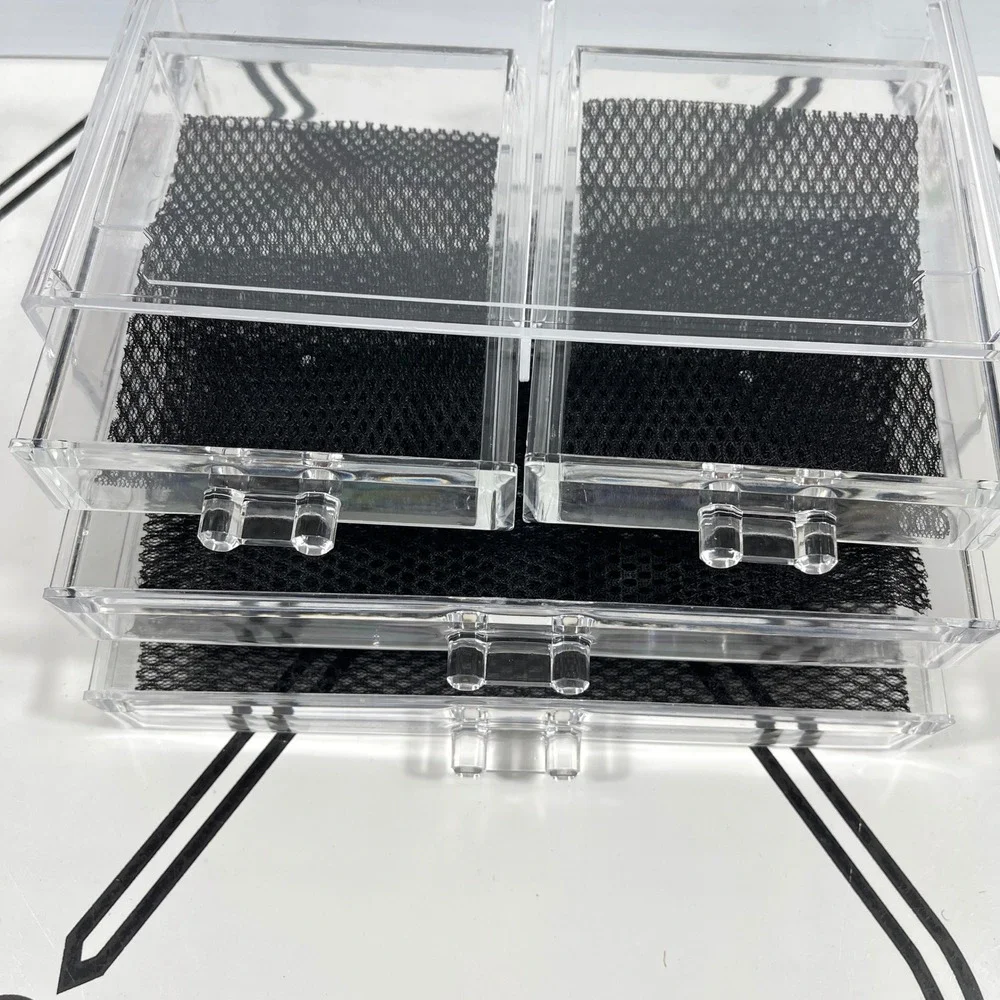 Clear Acrylic Cosmetic Organizer 3 Drawer Makeup Jewelry Display Storage Box